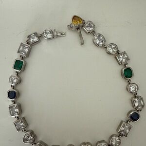 Fashion Jewelry Silver Necklace with Multicolor Gemstones